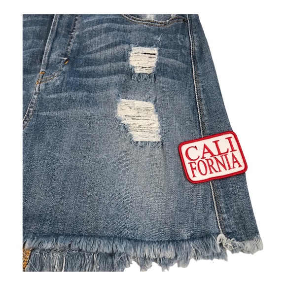 Guess Distressed Denim Patched Mini Skirt - Picture 8 of 14